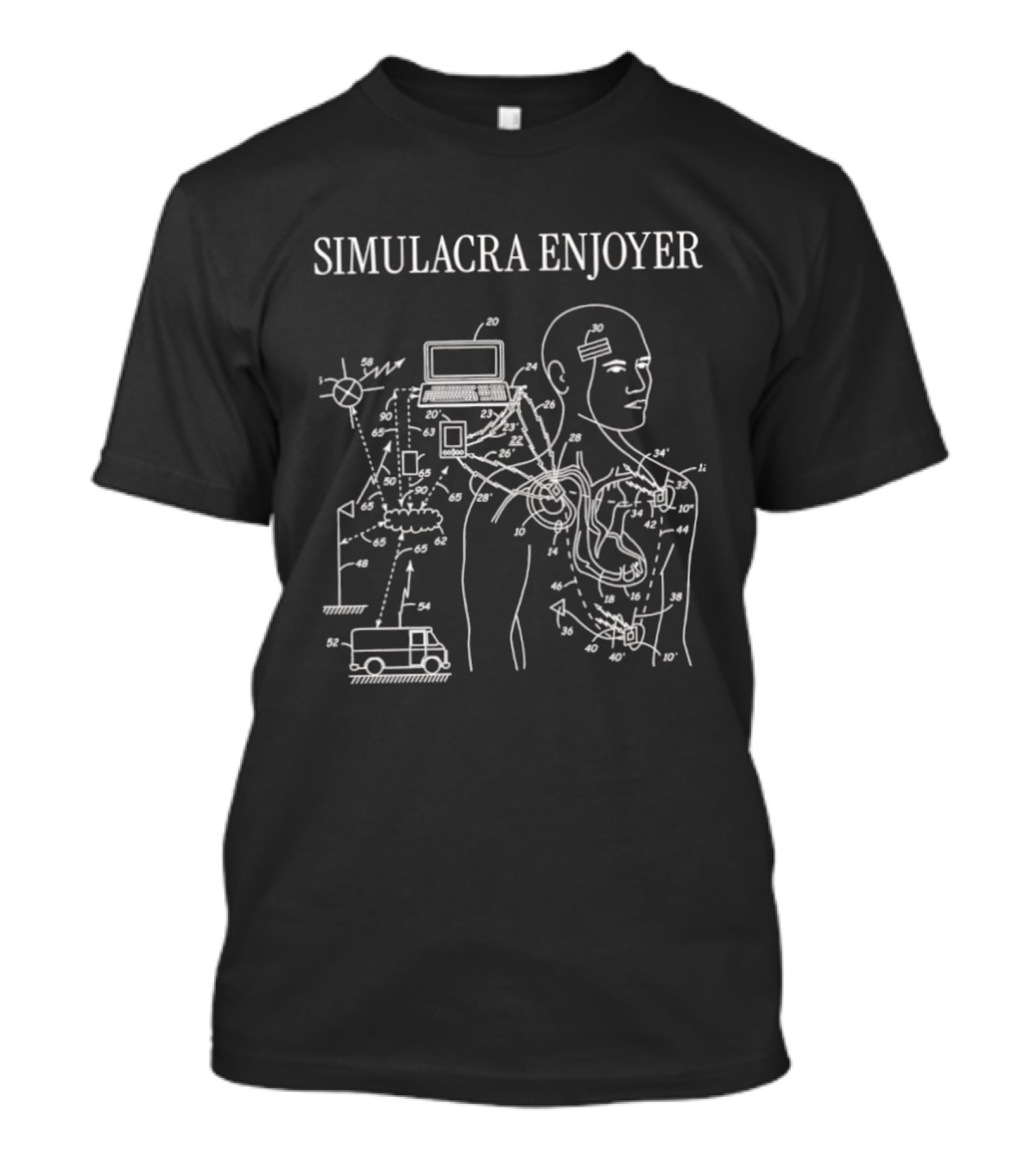 Simulacra Enjoyer Human Anatomy Schematic Diagram T-Shirt