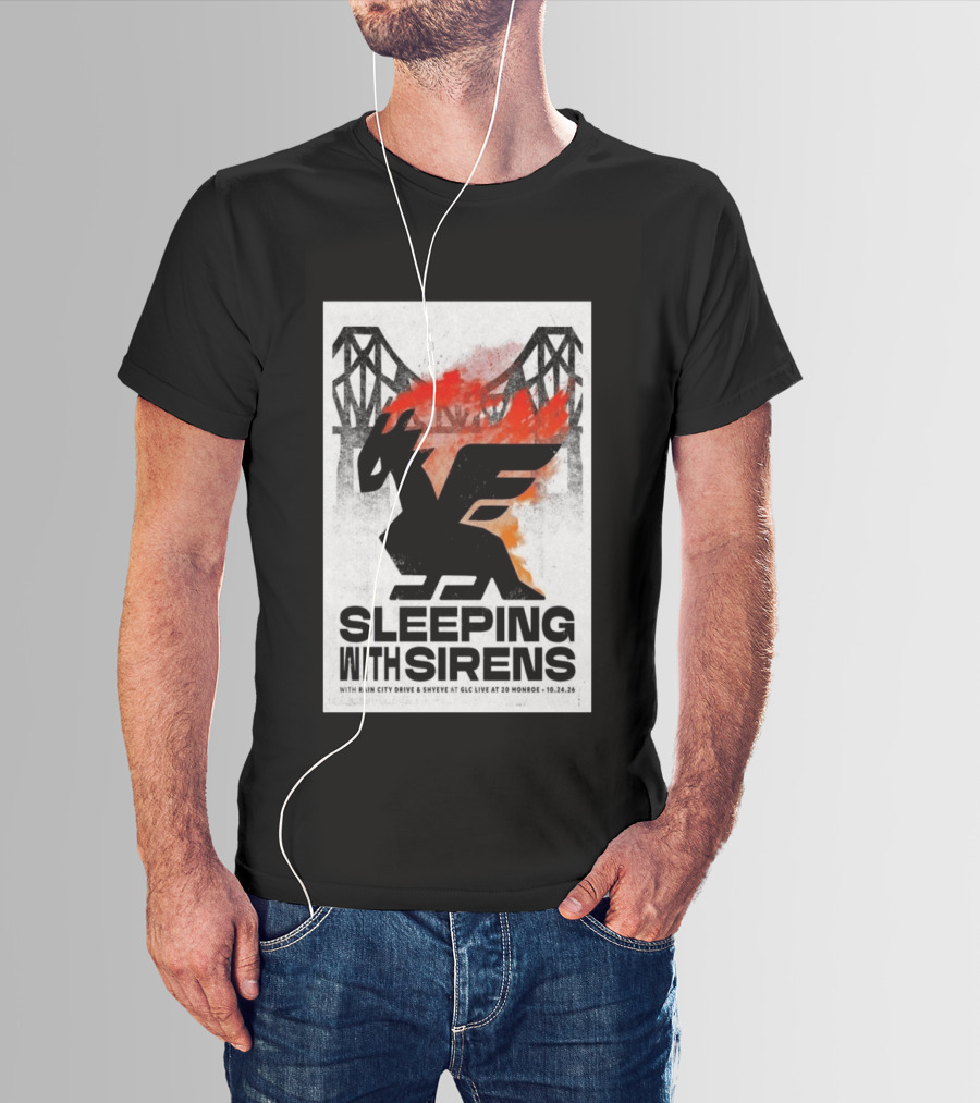 Sleeping With Sirens Rain City Drive Shyeye GLC Live 20 Monroe Grand Rapids MI Oct 24 2026 Concert T-Shirt