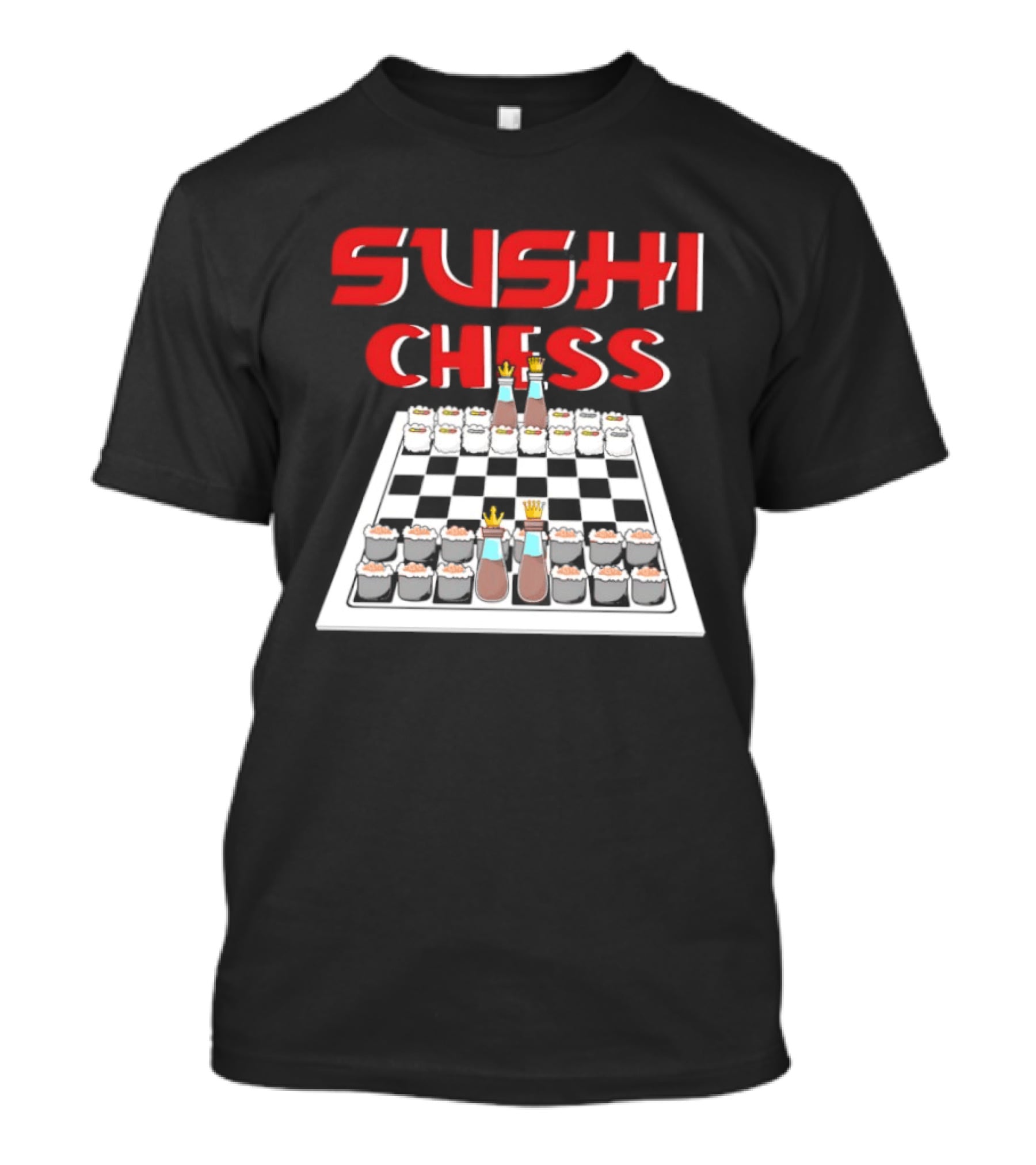 Sushi Chess Board With Nigiri And Rice Pieces T-Shirt