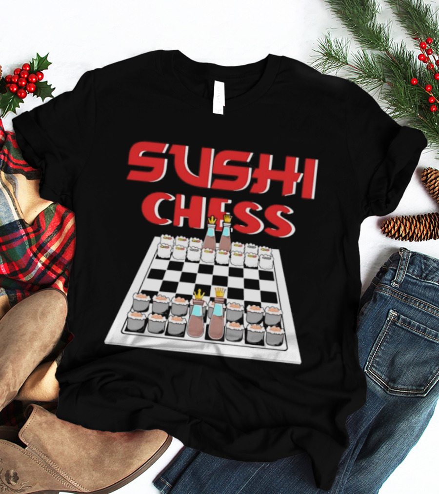 Sushi Chess Board With Nigiri And Rice Pieces T-Shirt