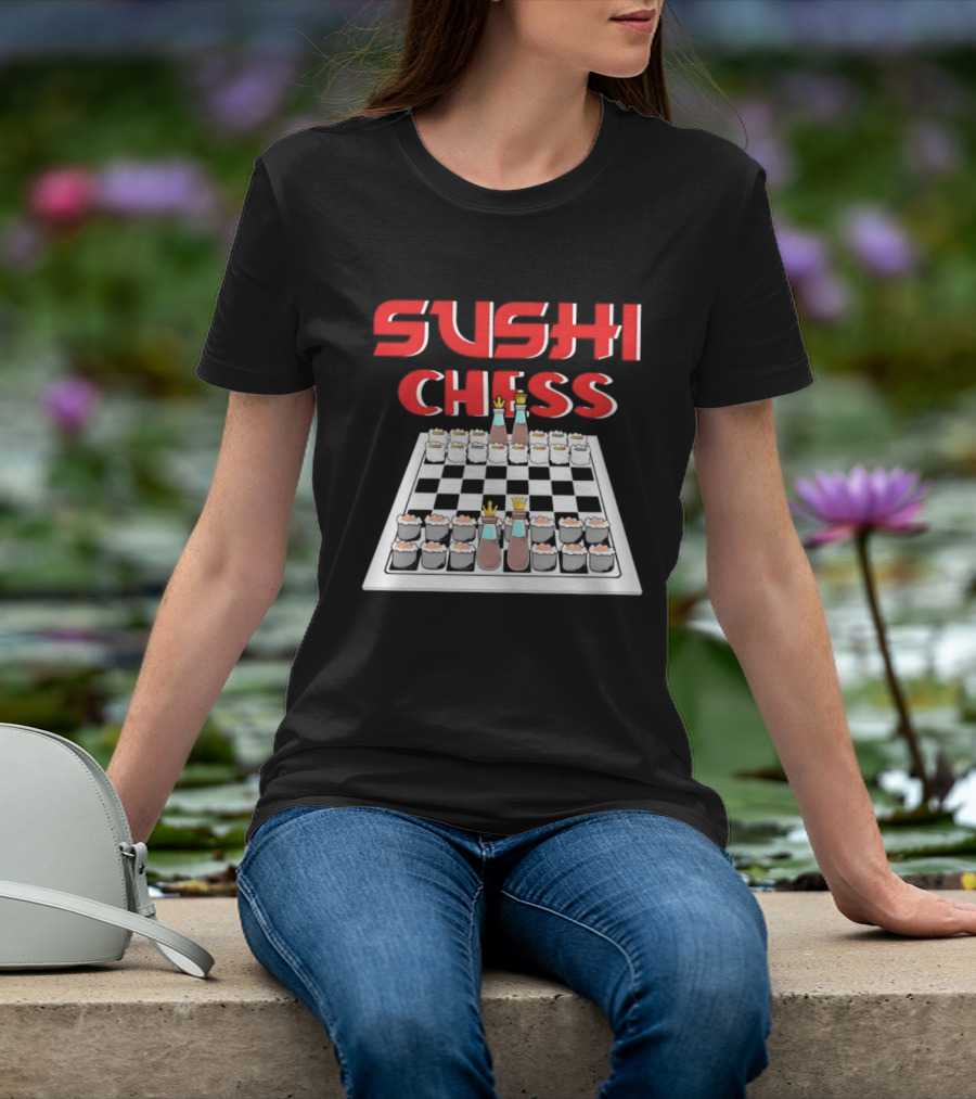 Sushi Chess Board With Nigiri And Rice Pieces T-Shirt