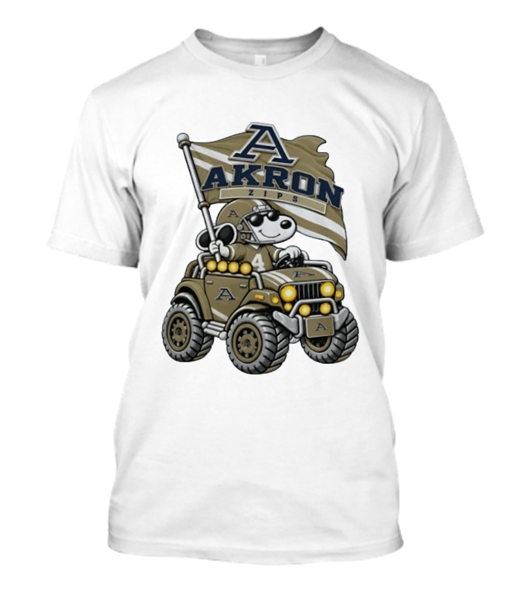 Akron Zips Snoopy Driving Offroad Vehicle NCAA Football T-Shirt