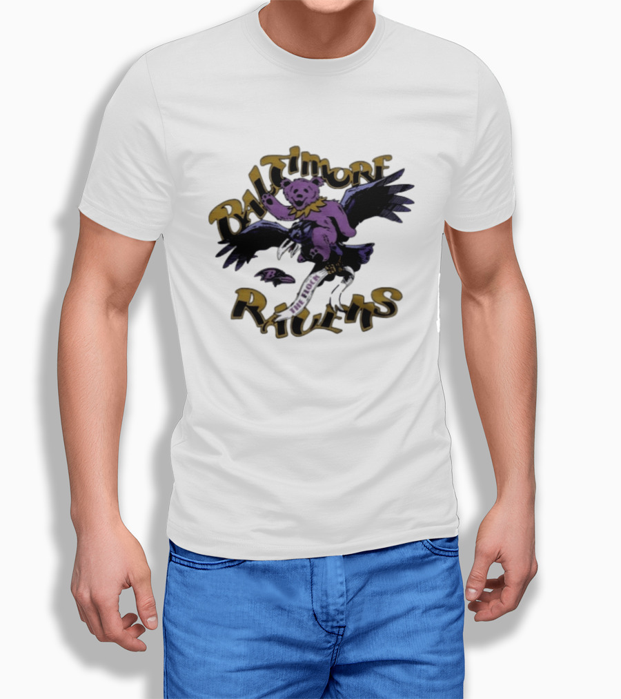 Baltimore Ravens Grateful Dead The Flock Bear And Raven Combo T-Shirt