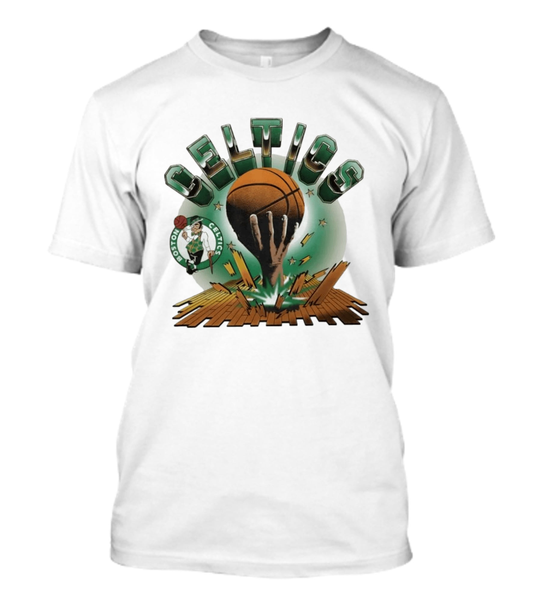 Boston Celtics Basketball NBA Iconic Team Logo Slam Dunk Display T-Shirt