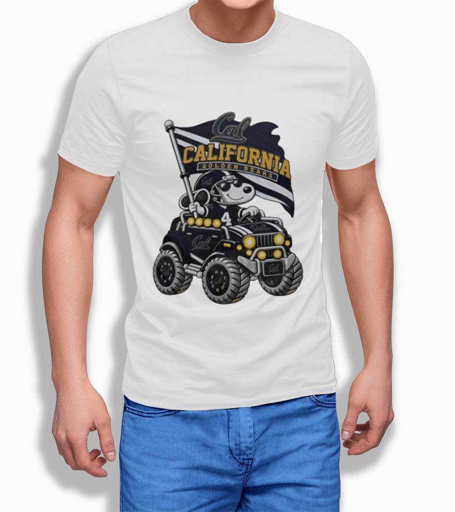 Cal Football Snoopy Driving Offroad Vehicle Golden Bears Flag T-Shirt
