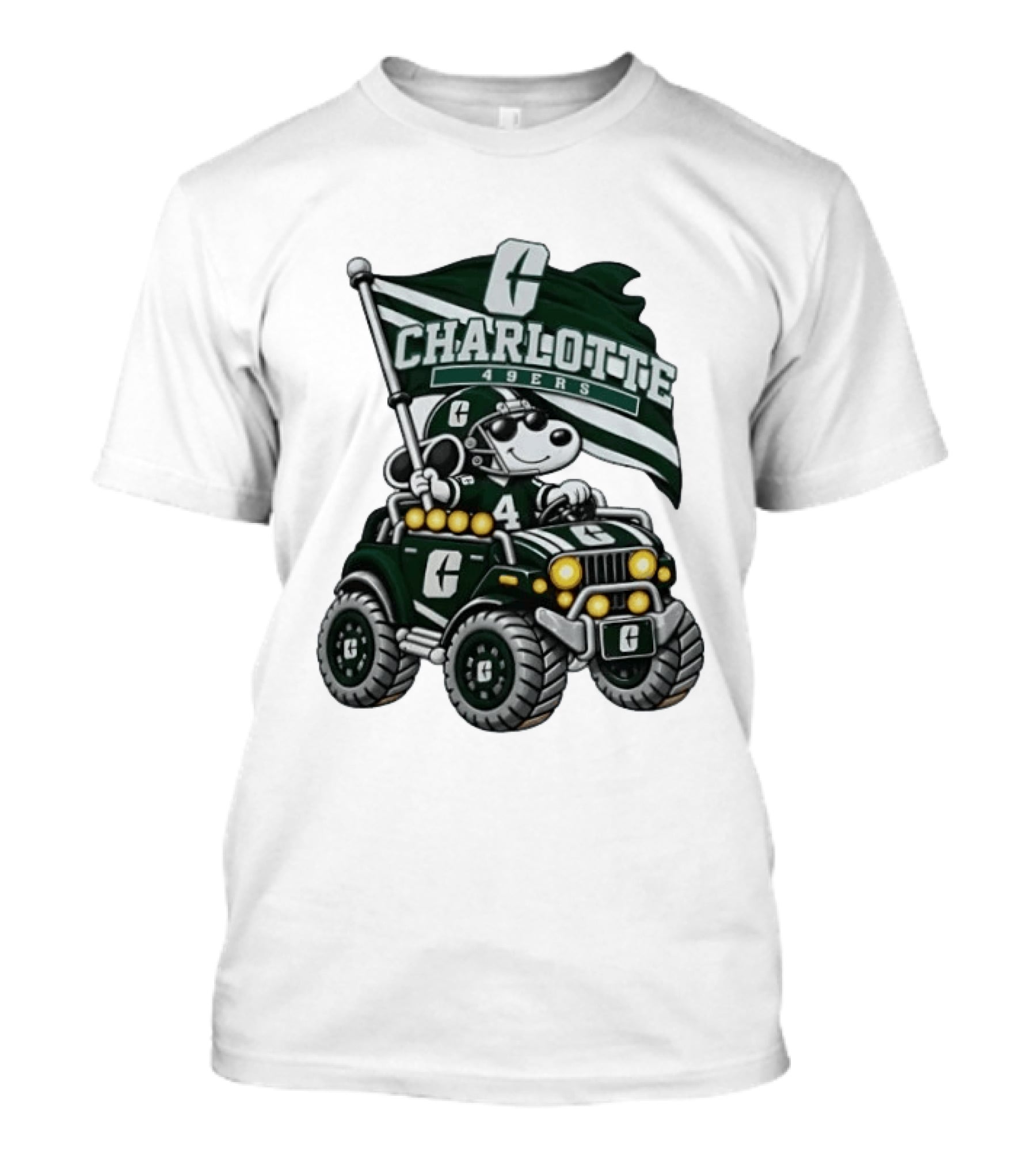 Charlotte 49ers NCAA Football Snoopy Offroad Vehicle Adventure T-Shirt