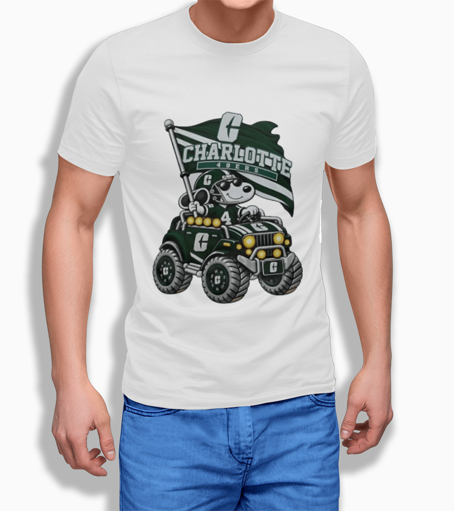 Charlotte 49ers NCAA Football Snoopy Offroad Vehicle Adventure T-Shirt