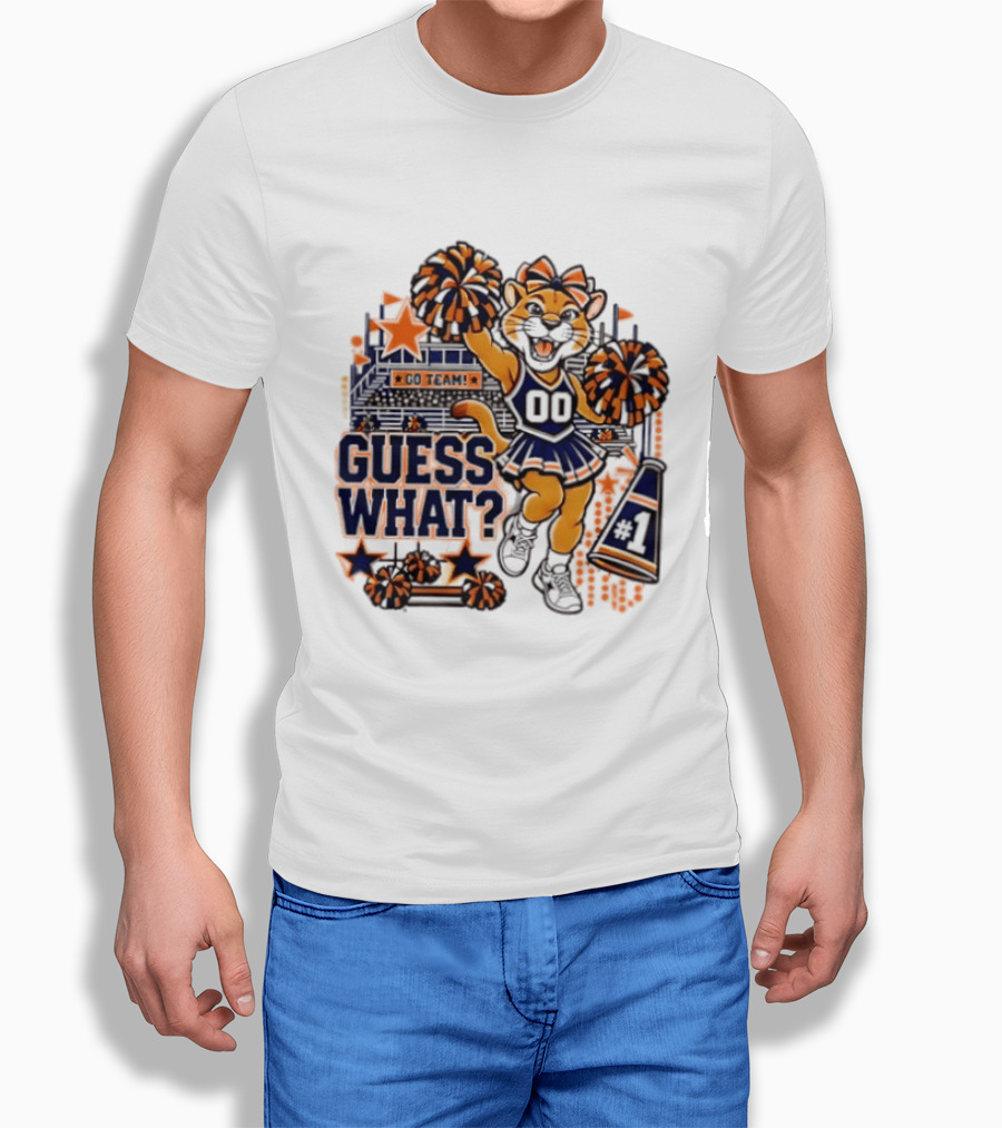 Cheerleader Tiger Guess What Go Team Spirit Pom Poms T-Shirt
