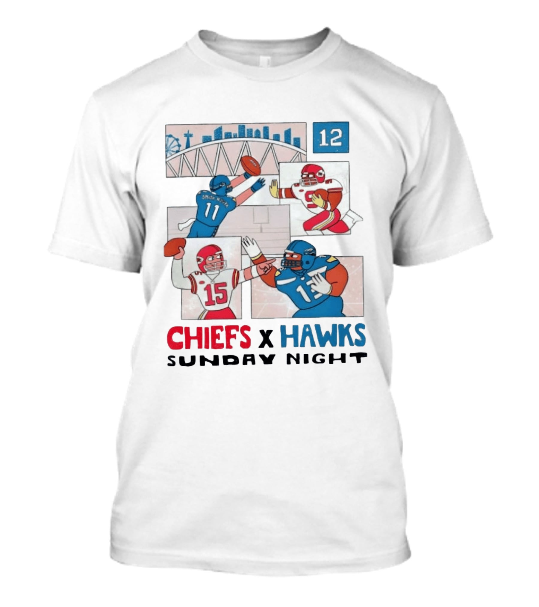 Chiefs Vs Hawks Sunday Night Smith Njigba 11 Collage Football Bridge 12 T-Shirt