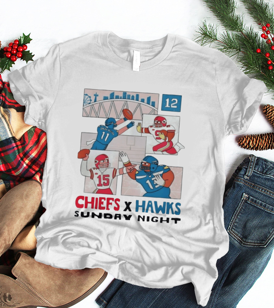 Chiefs Vs Hawks Sunday Night Smith Njigba 11 Collage Football Bridge 12 T-Shirt