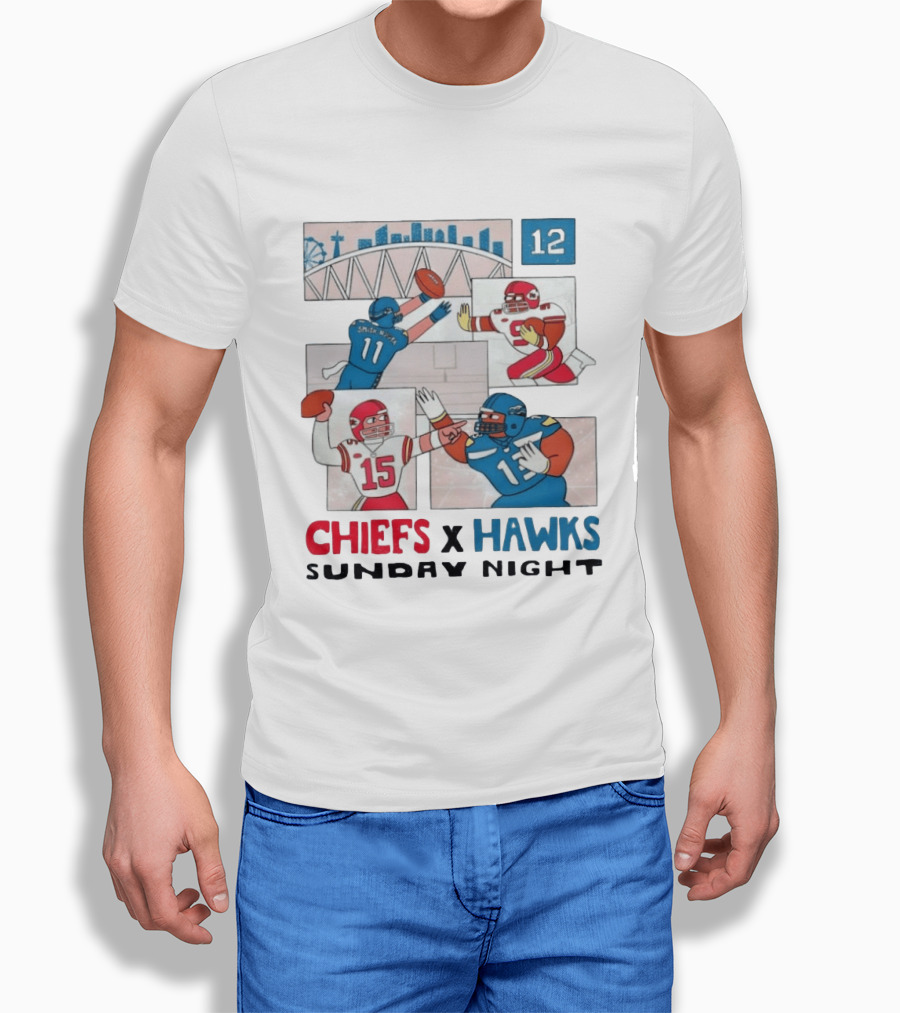 Chiefs Vs Hawks Sunday Night Smith Njigba 11 Collage Football Bridge 12 T-Shirt