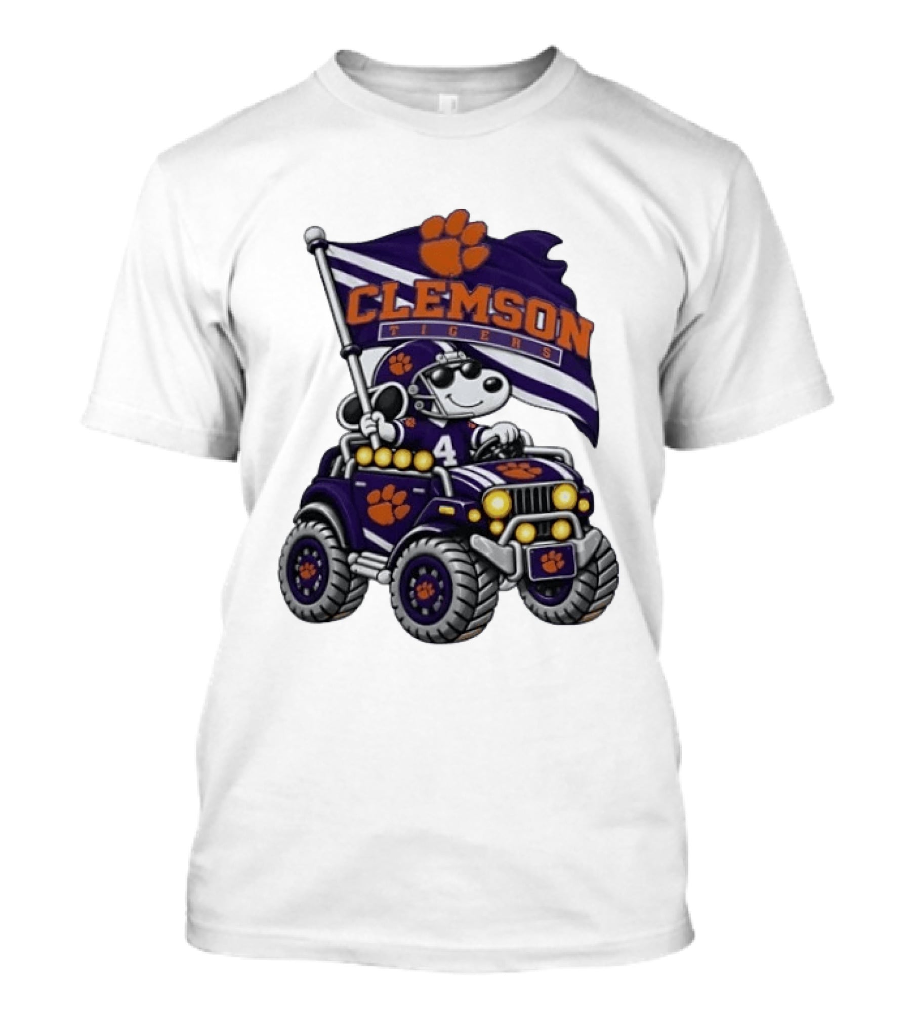 Clemson Tigers NCAA Football Snoopy Driving Offroad Vehicle With Flag T-Shirt