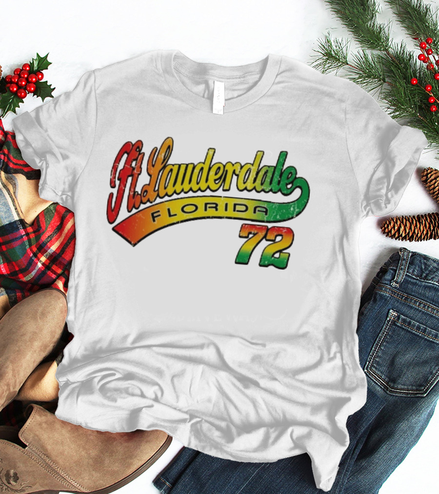 Ft. Lauderdale Florida 72 Vintage Style Retro Font T-Shirt