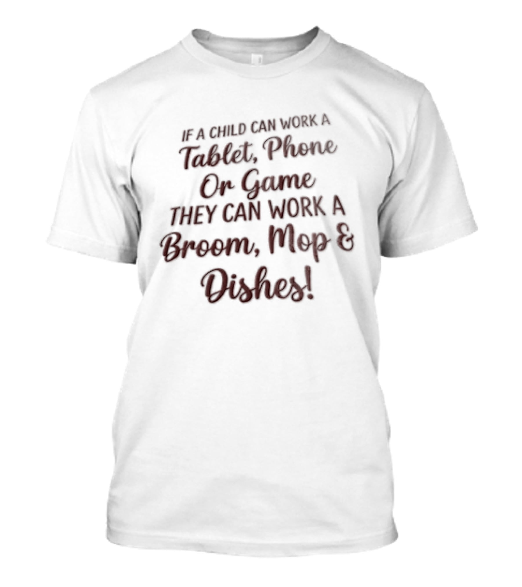 Tablet Phone Game Broom Mop Dishes Kids Responsibility T-Shirt