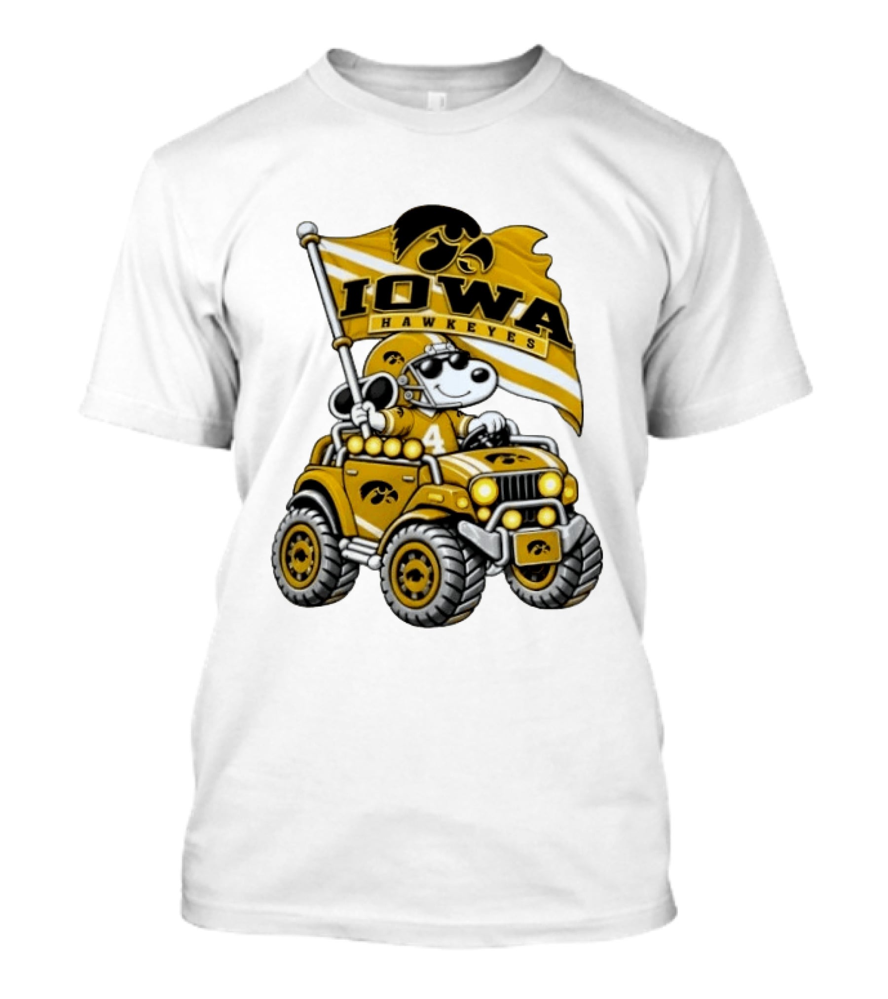Iowa Hawkeyes Snoopy Offroad Jeep Adventure NCAA Football Flag T-Shirt