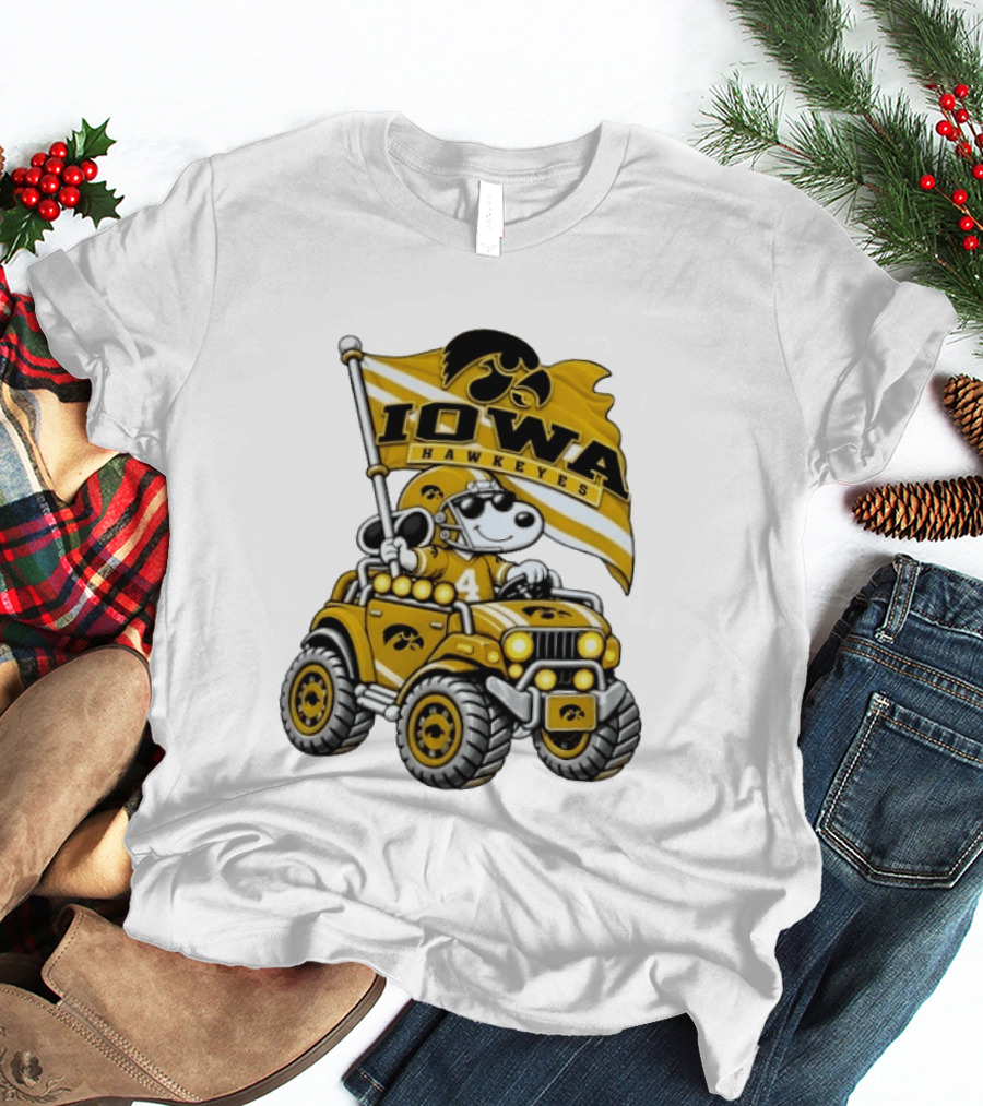 Iowa Hawkeyes Snoopy Offroad Jeep Adventure NCAA Football Flag T-Shirt