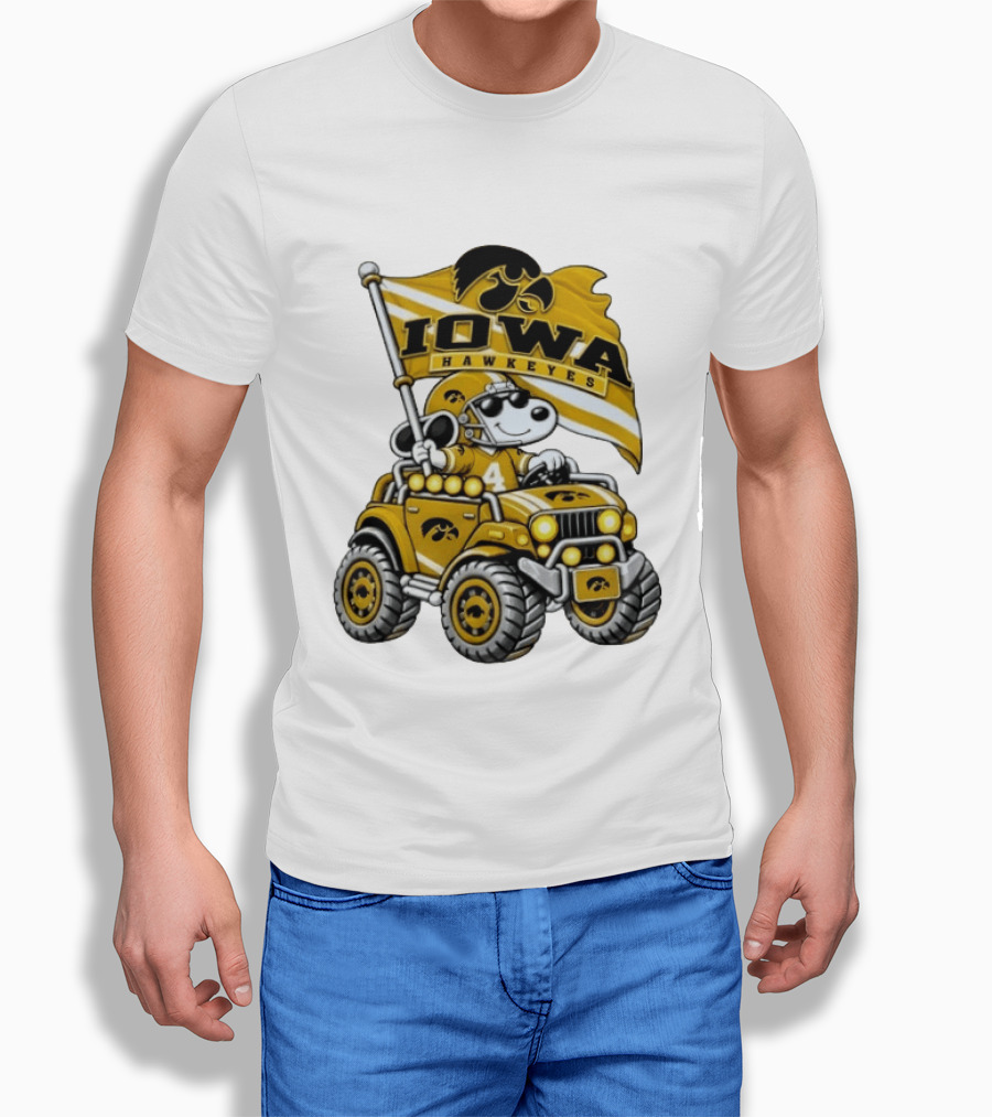 Iowa Hawkeyes Snoopy Offroad Jeep Adventure NCAA Football Flag T-Shirt