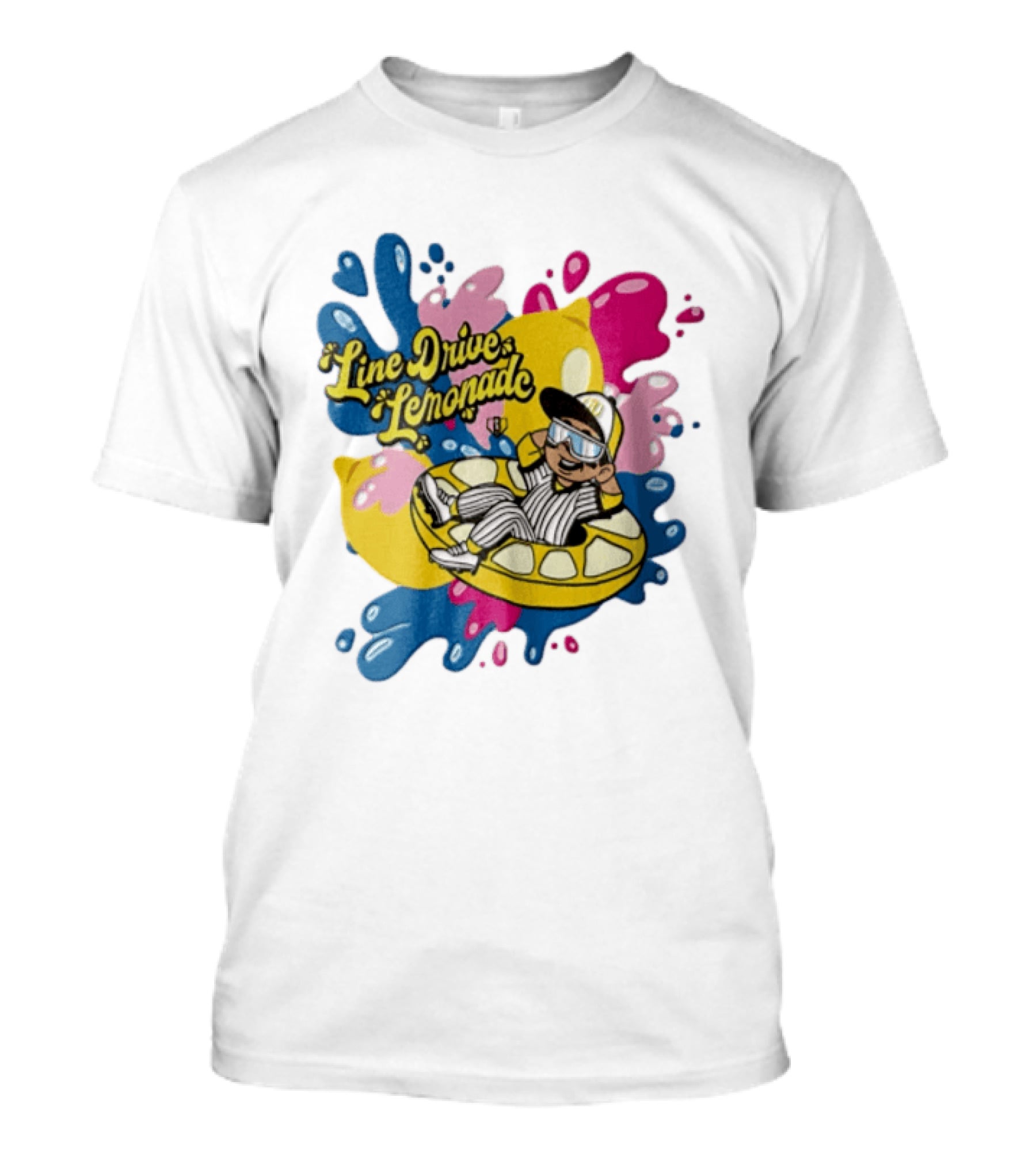 Line Drive Lemonade Summer Baseball Kid On Lemon Float Pop T-Shirt