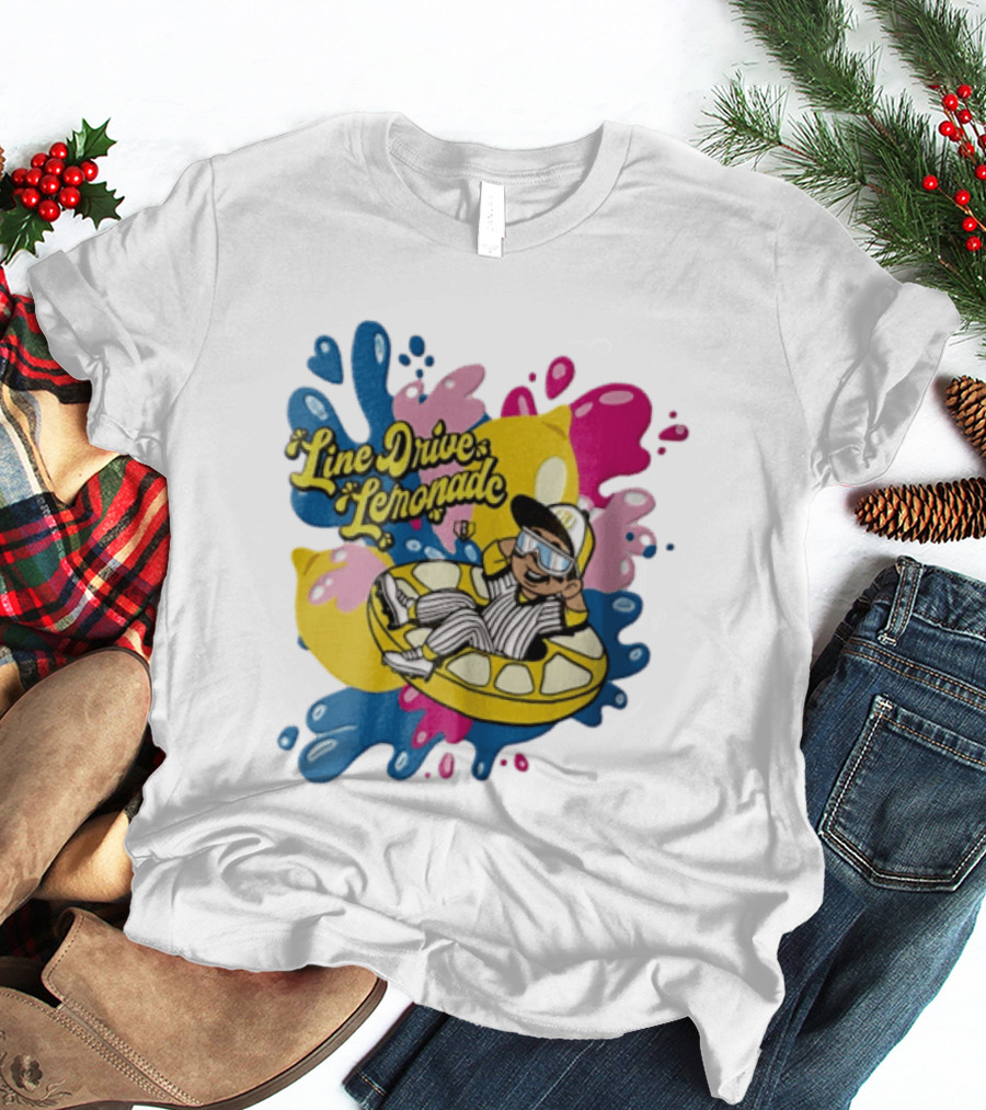 Line Drive Lemonade Summer Baseball Kid On Lemon Float Pop T-Shirt