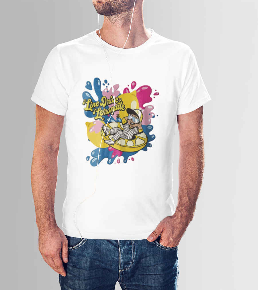 Line Drive Lemonade Summer Baseball Kid On Lemon Float Pop T-Shirt