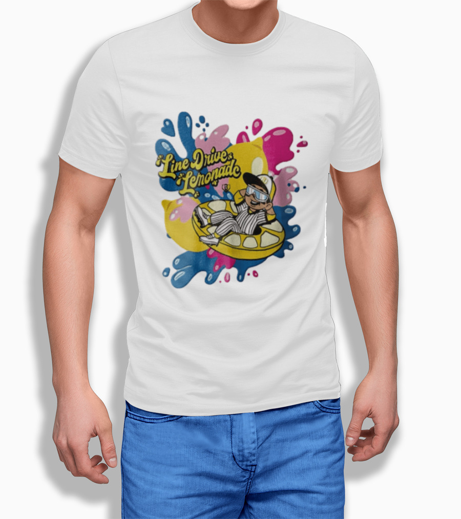 Line Drive Lemonade Summer Baseball Kid On Lemon Float Pop T-Shirt