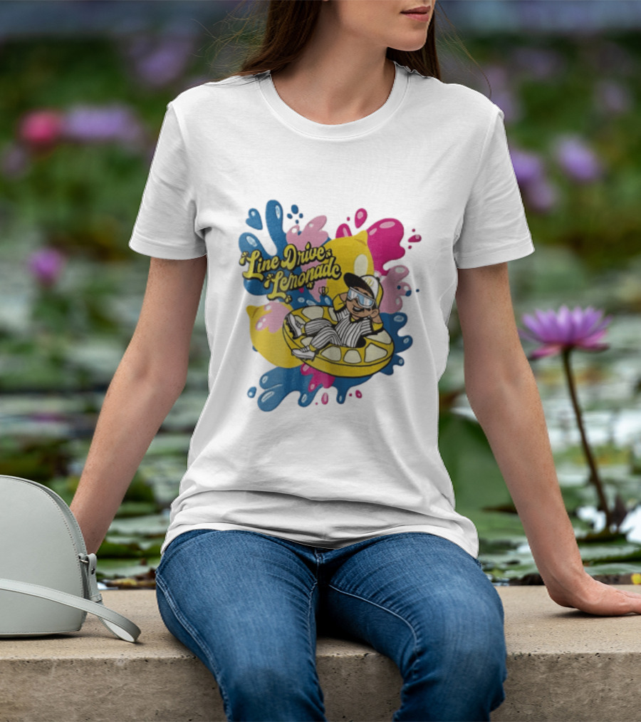 Line Drive Lemonade Summer Baseball Kid On Lemon Float Pop T-Shirt