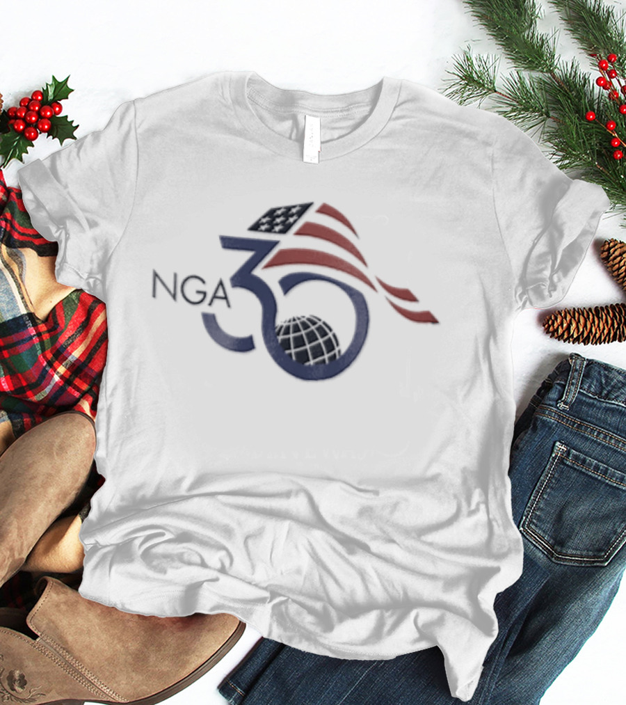 NGA 30 American Flag Globe Anniversary Celebration T-Shirt