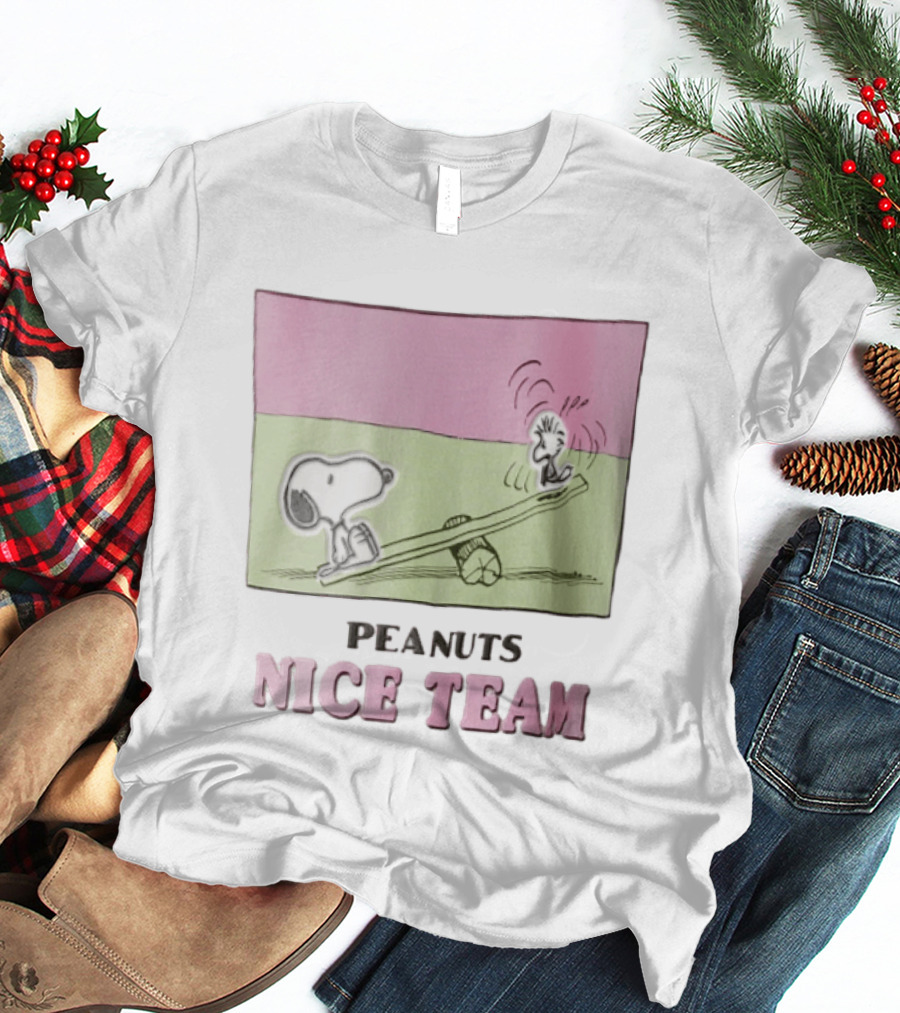 Peanuts Nice Team Snoopy Woodstock Seesaw Cartoon T-Shirt