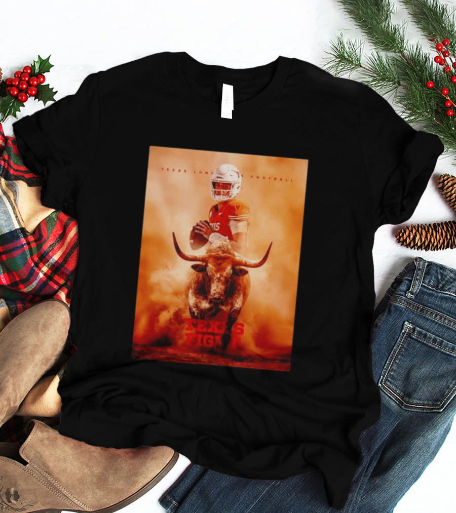 Texas Longhorns Football Texas Fight Arch Manning Bull T-Shirt
