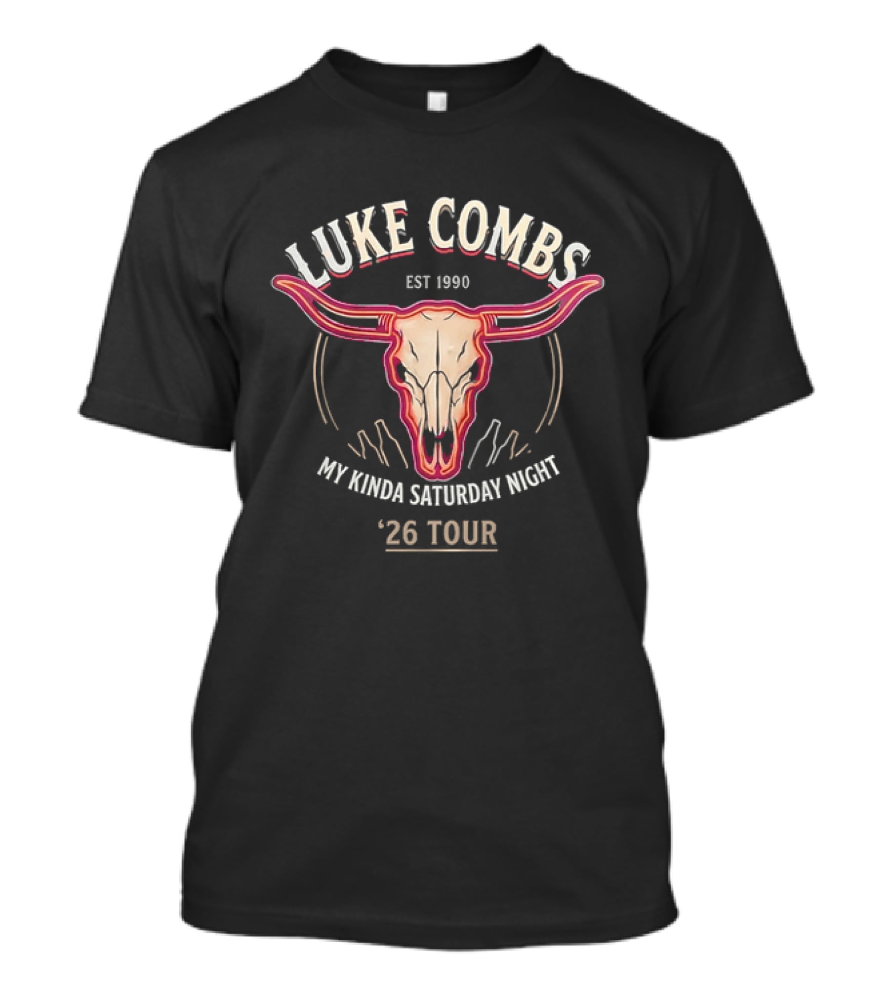 Luke Combs Est 1990 My Kinda Saturday Night 26 Tour Longhorn T-Shirt