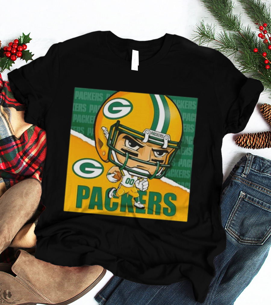 Green Bay Packers Chibi Player Helmet Packers T-Shirt