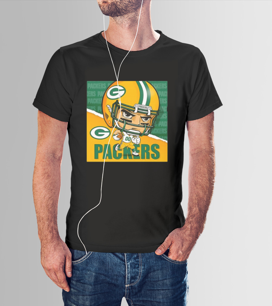 Green Bay Packers Chibi Player Helmet Packers T-Shirt