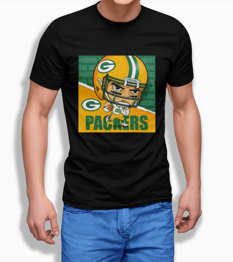 Green Bay Packers Chibi Player Helmet Packers T-Shirt