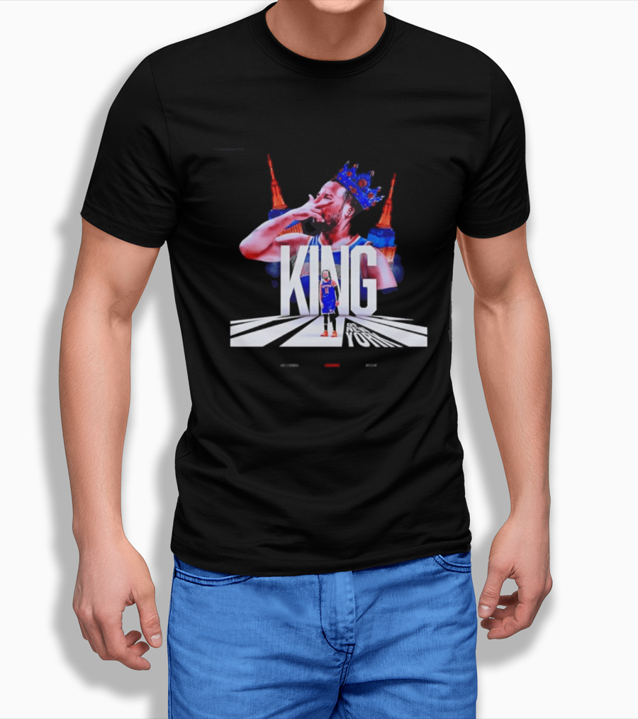 King Of New York Jalen Brunson Crown Basketball Statue Liberty Skyline T-Shirt