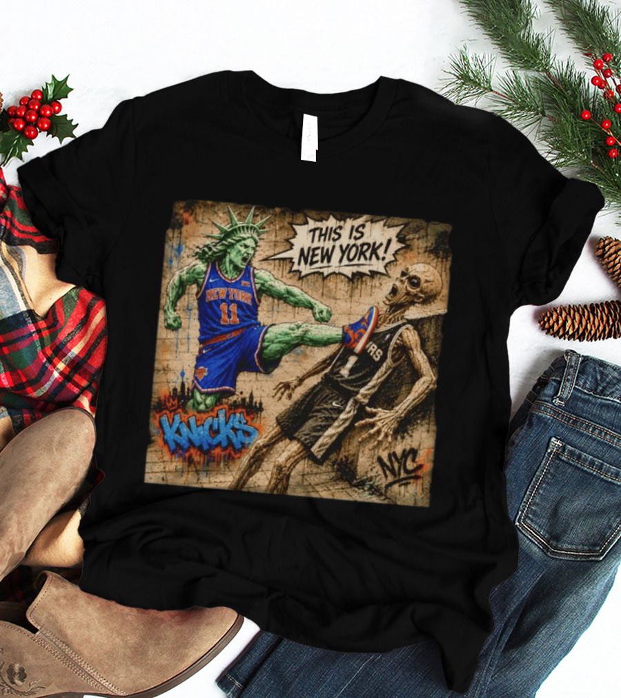 New York Knicks Statue Of Liberty Vs Spurs Basketball NYC This Is New York T-Shirt