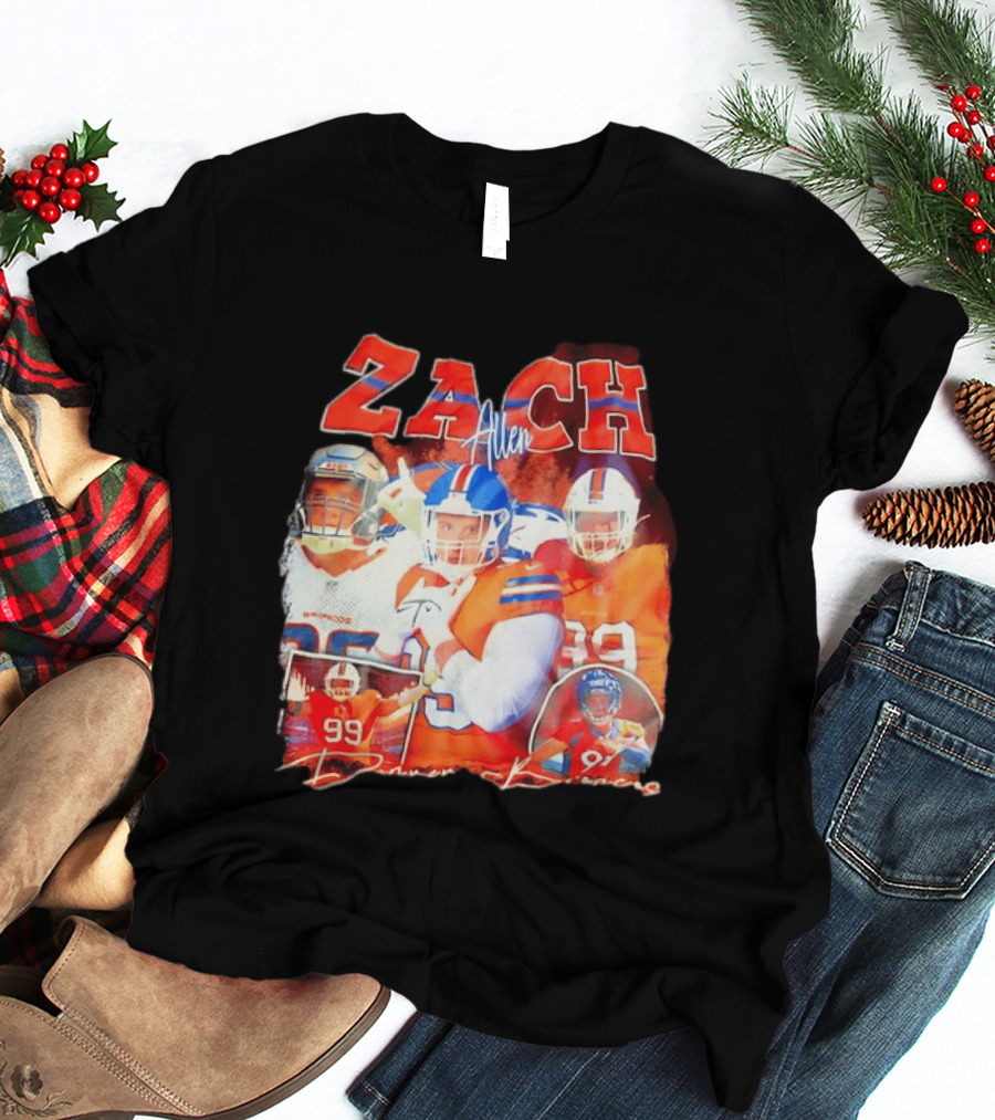 Zach Allen 99 Denver Broncos Football Player Collage T-Shirt