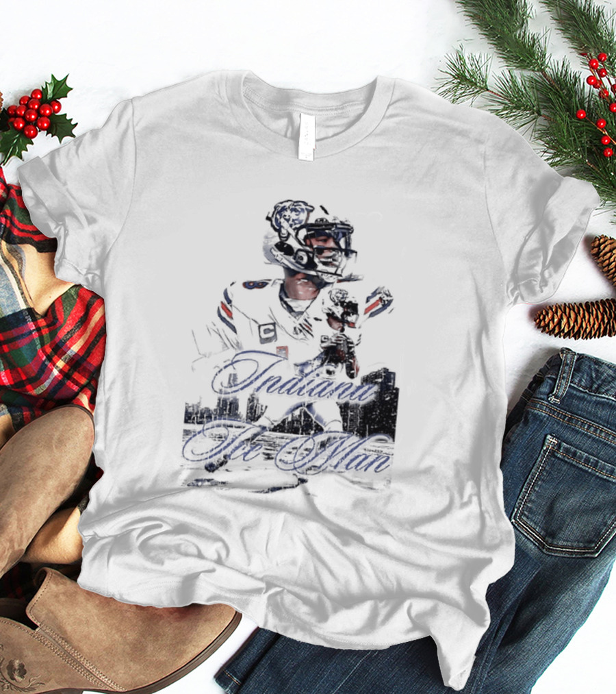 Caleb Williams Chicago Bears Indiana The Man Football Skyline T-Shirt