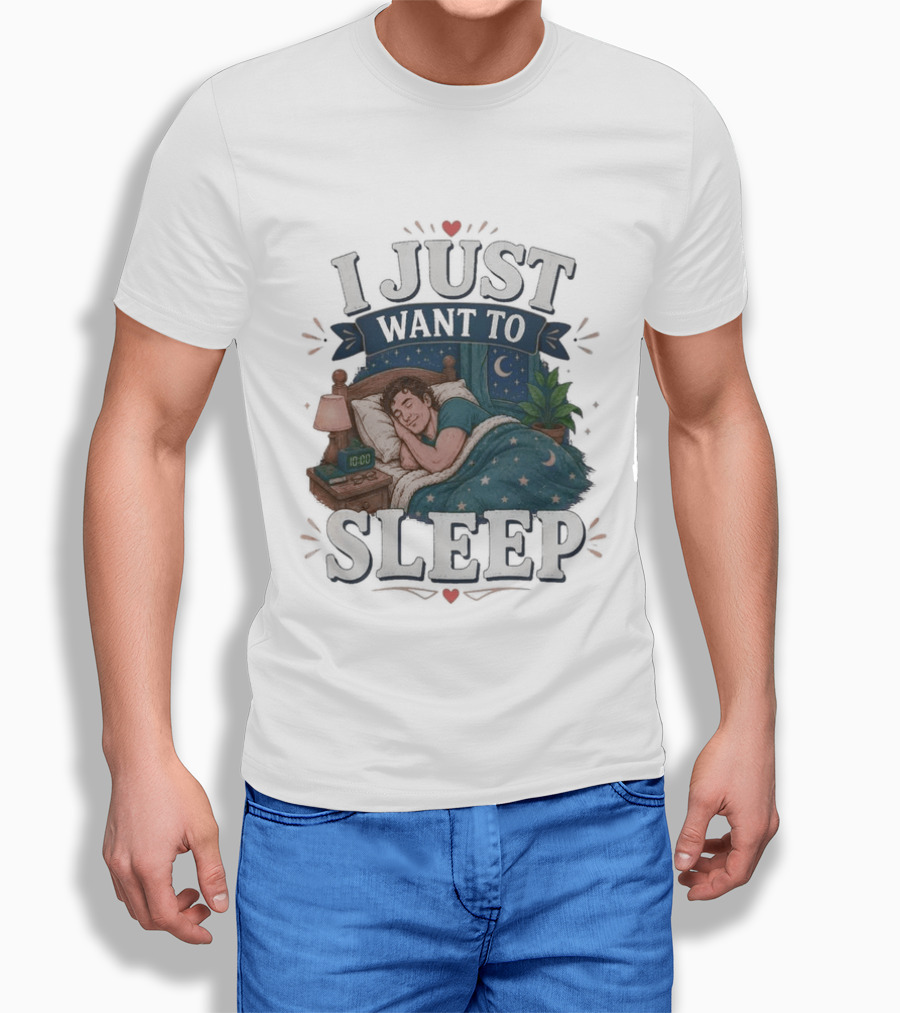 I Just Want To Sleep Cozy Bed Nighttime Scene T-Shirt