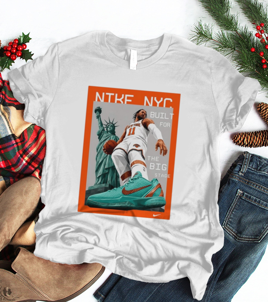 Jalen Brunson New York Knicks NTKE NYC Built For The Big Stage Statue Of Liberty Nike Zoom T-Shirt