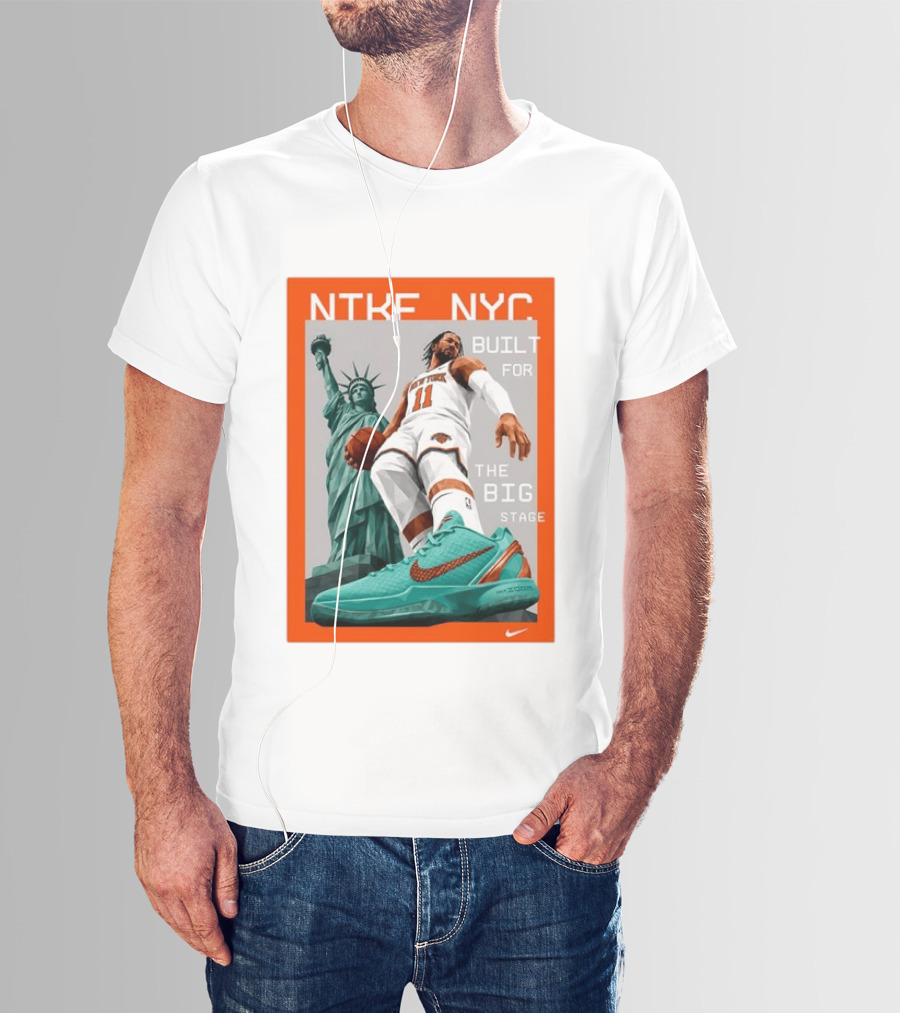 Jalen Brunson New York Knicks NTKE NYC Built For The Big Stage Statue Of Liberty Nike Zoom T-Shirt