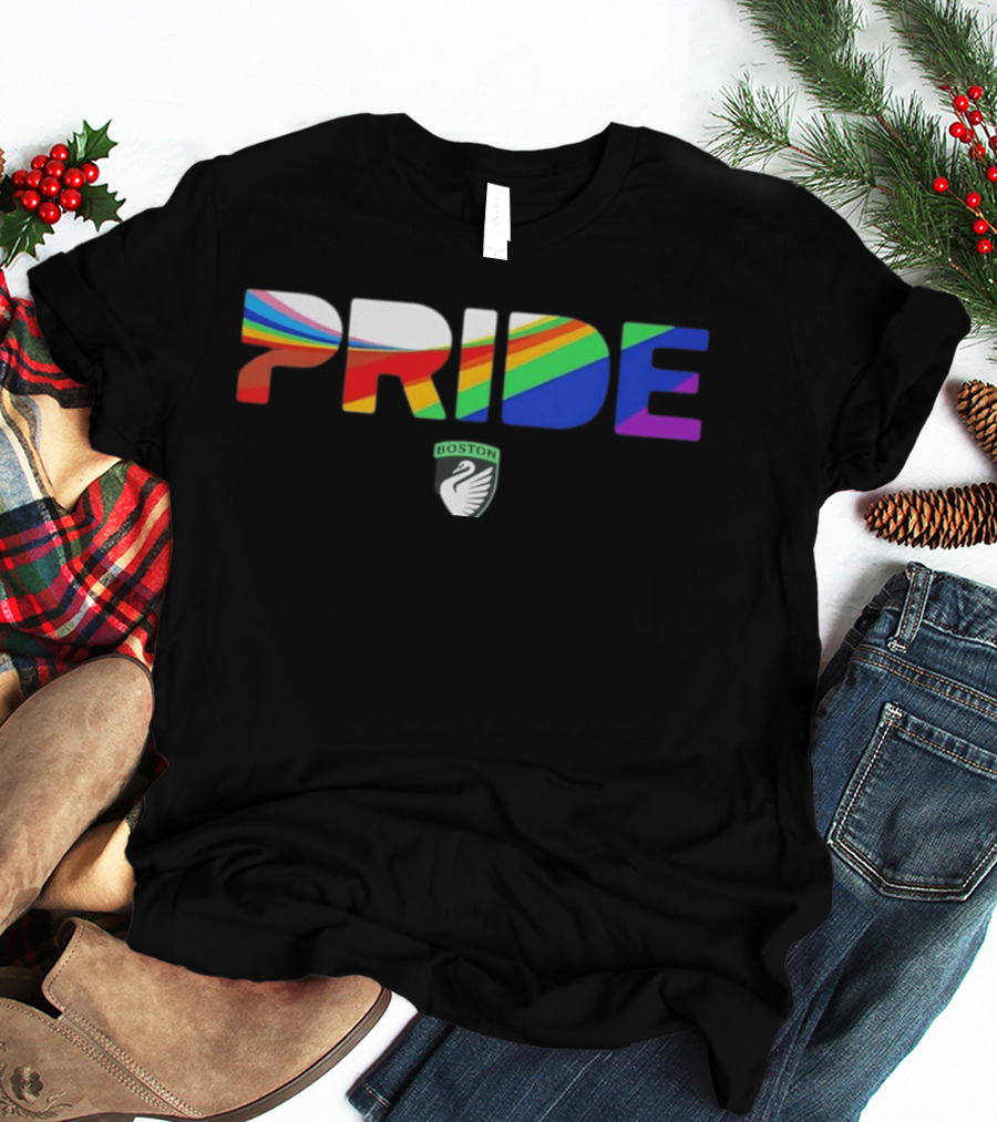 Boston Legacy FC Pride Rainbow Stripes 2026 Swan T-Shirt