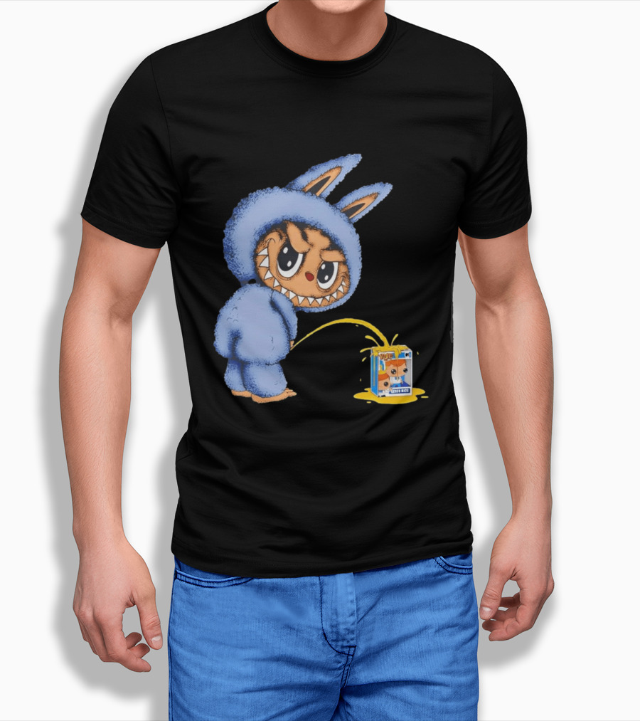 Labubu Peeing On Pop Figures Juice Box Fun Concept T-Shirt