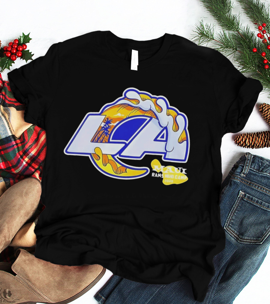 Los Angeles Rams Maui 2026 Minicamp Wave Logo Palm Trees Sun Island T-Shirt