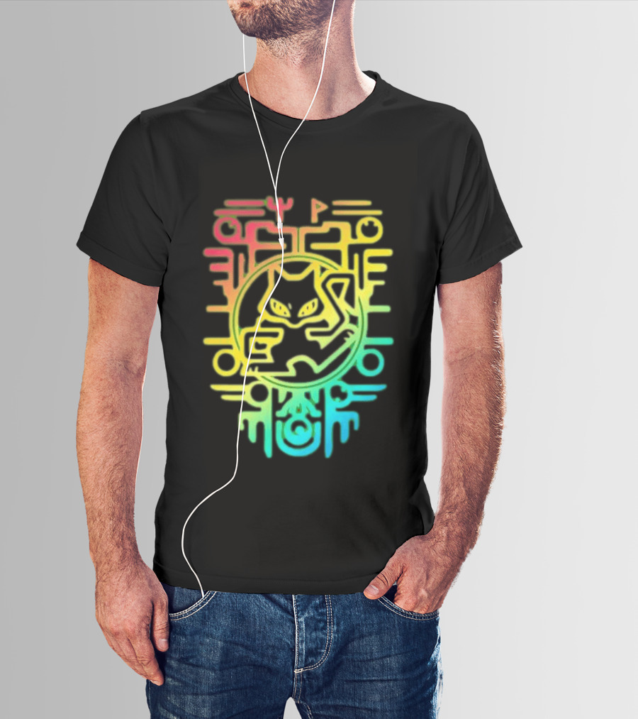 Og Ancient Mew And Mewtwo Pokemon Holographic Hieroglyphic T-Shirt