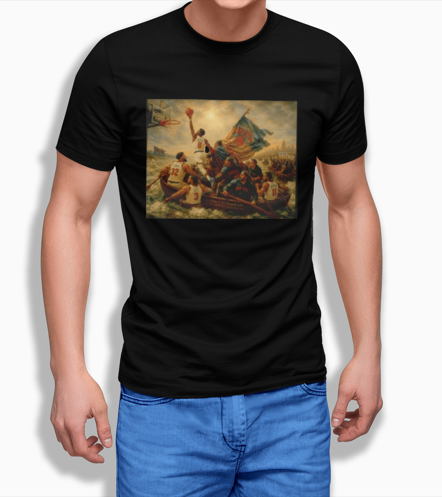 OG Anunoby Karl Anthony Towns Josh Hart Jalen Brunson New York Knicks 2026 NBA Renaissance Hoops Masterpiece T-Shirt