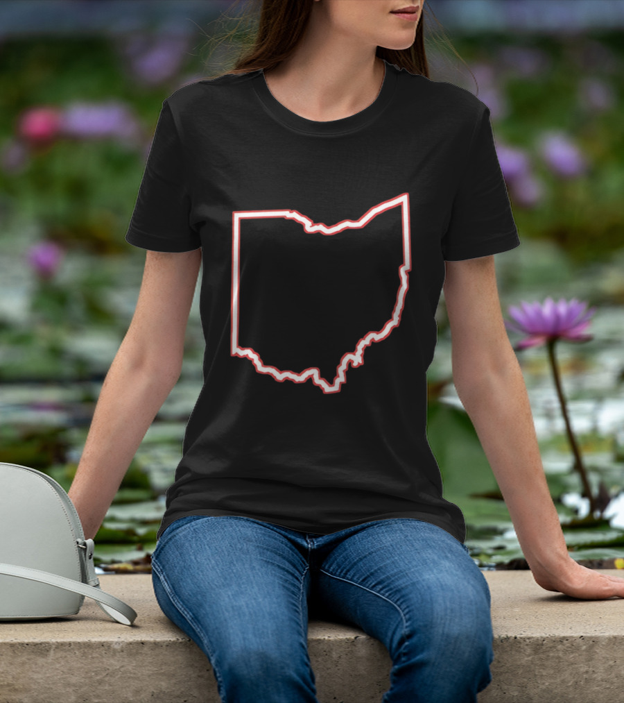 Ohio Outline Simple State Map Red T-Shirt