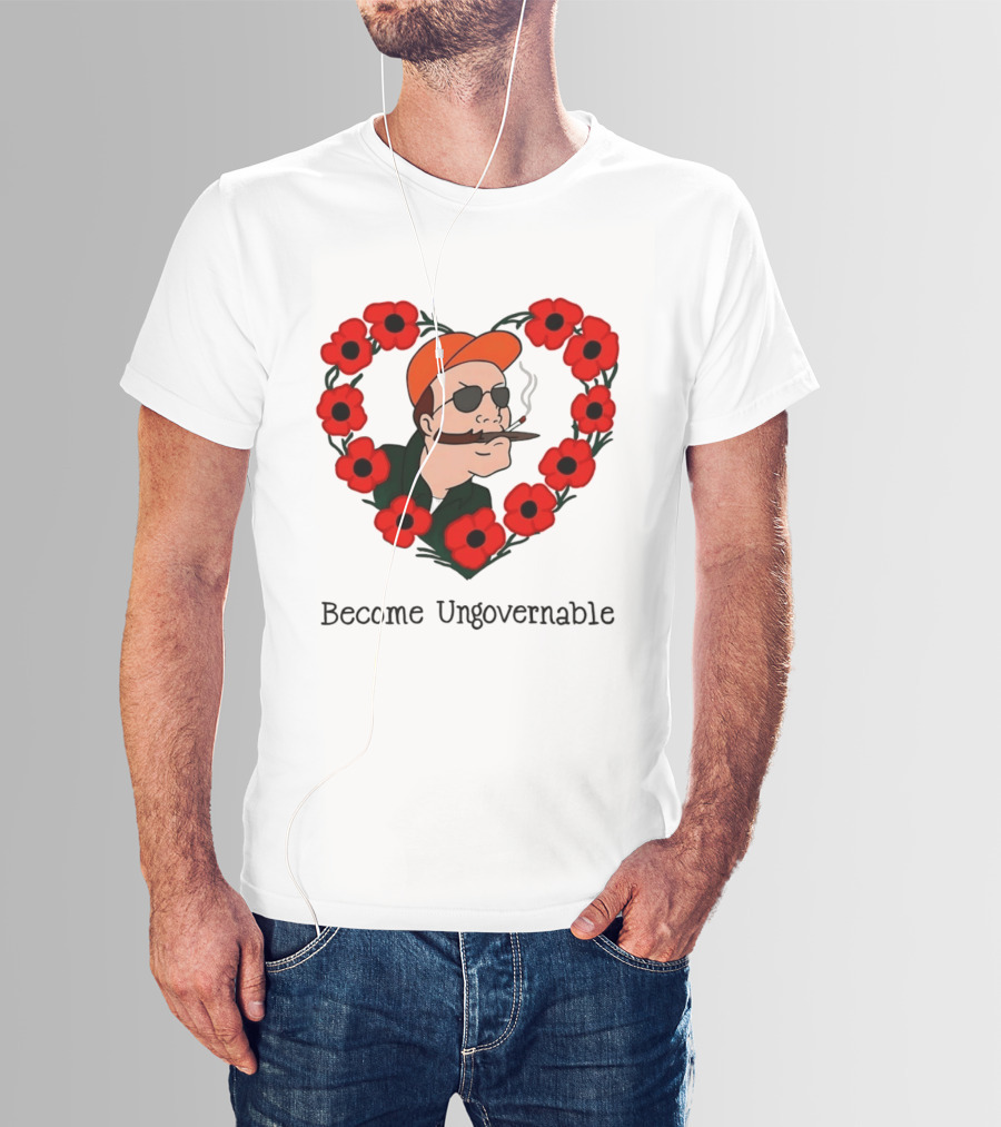 Become Ungovernable Dale Gribble King Of The Hill Red Flower Heart T-Shirt