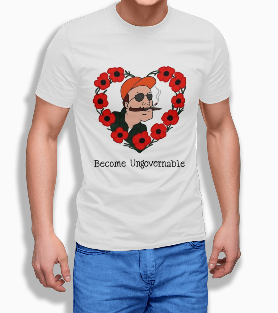 Become Ungovernable Dale Gribble King Of The Hill Red Flower Heart T-Shirt