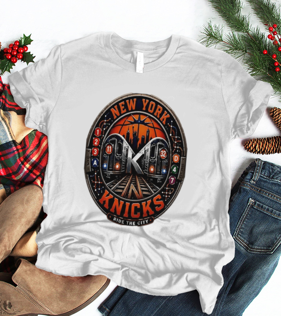 New York Knicks Ride The City Subway Basketball Skyline T-Shirt