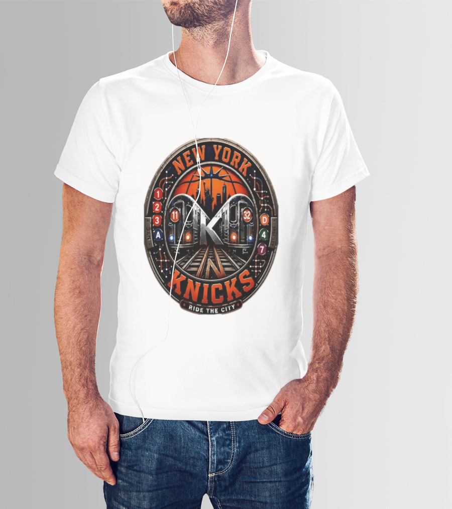 New York Knicks Ride The City Subway Basketball Skyline T-Shirt